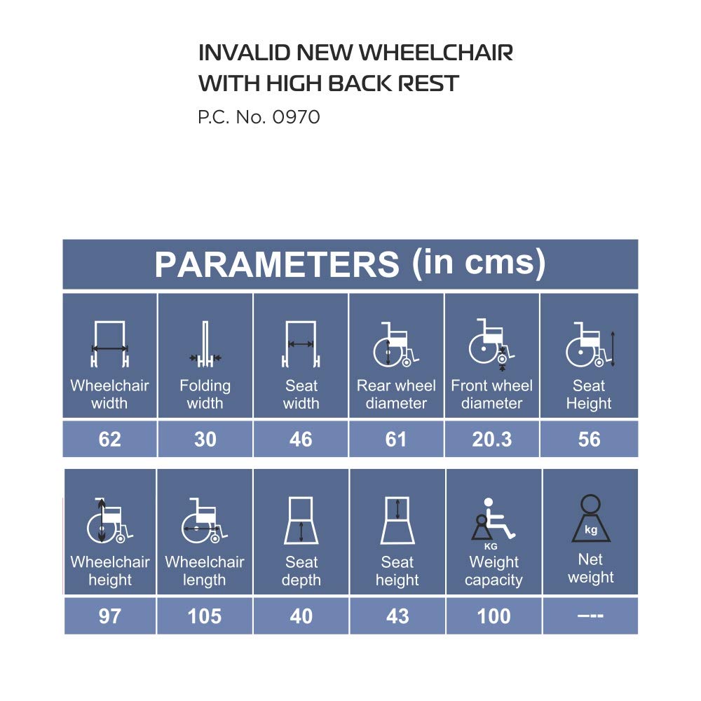 Vissco 0970 Wheel Chair With High Back Rest And Mag Wheels