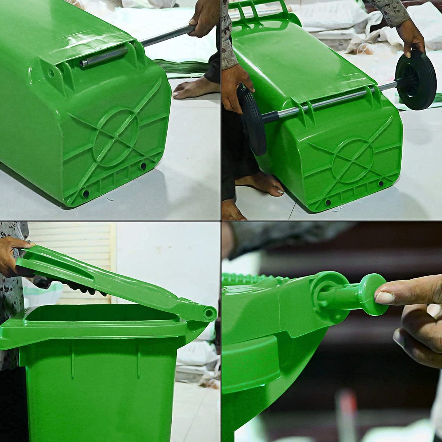Dustbin with wheels and lid