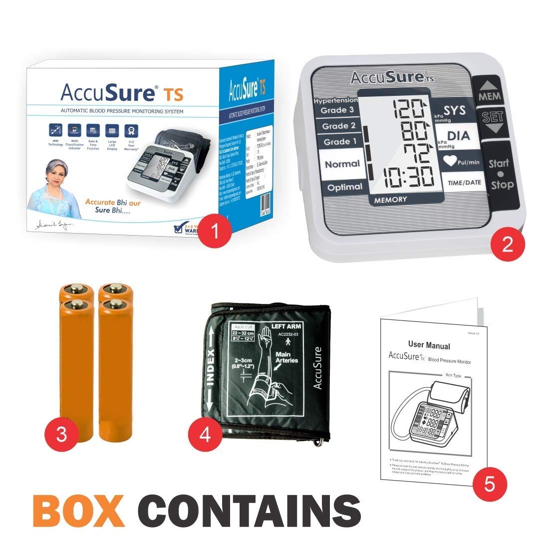 AccuSure TS digital blood pressure monitor for BP and pulse measurement