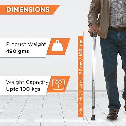 Vissco Avanti L shape walking stick height adjustment mechanism