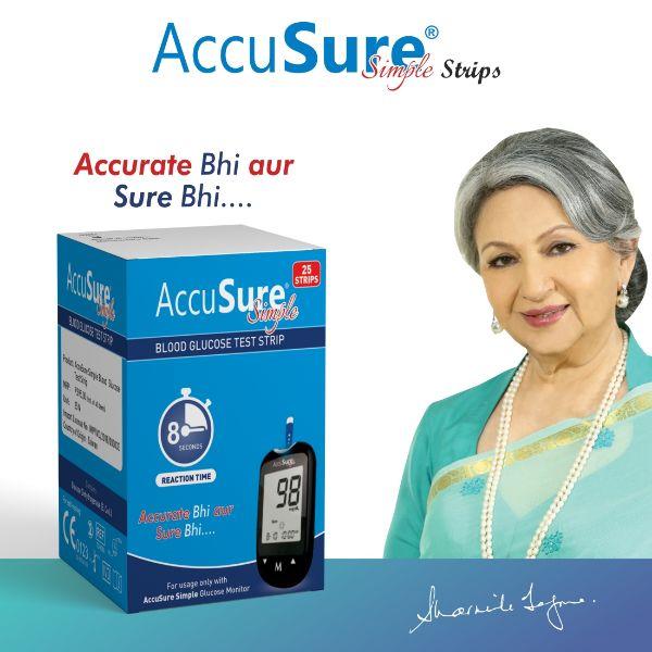 AccuSure Simple Blood 25 Glucometer Strips