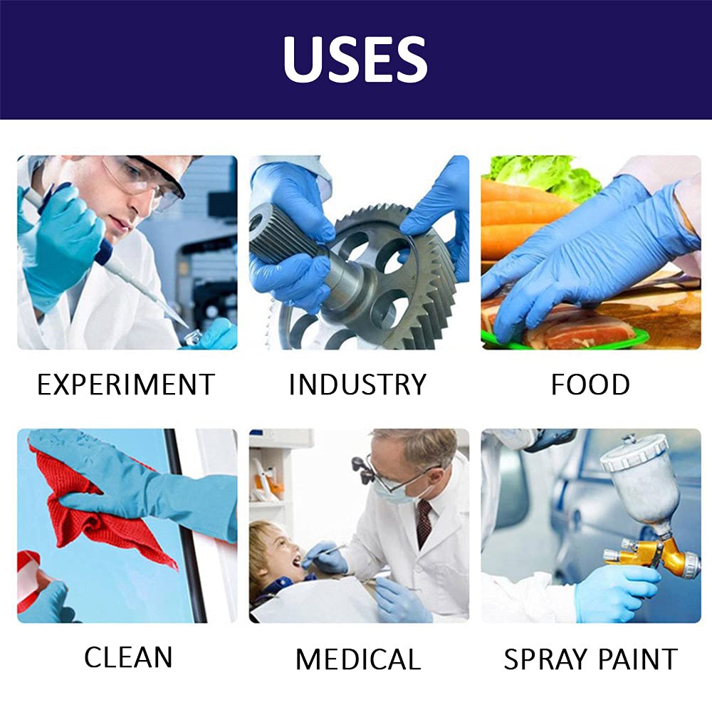 Duraplus Unisex Powder Free Ultra Soft Disposable Nitrile Medical Gloves (Pack of 100PCS)