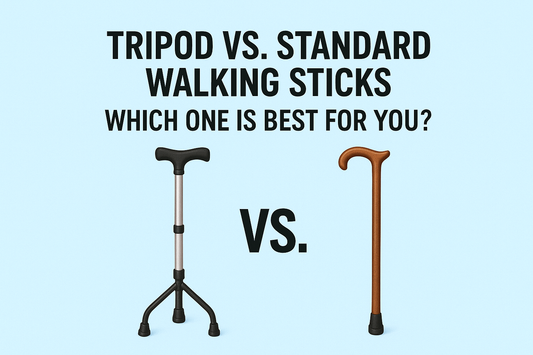 "Landscape image comparing a tripod walking stick and a standard walking stick with the title ‘Which One Is Best for You?’"
