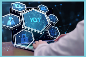 IoT healthcare technology with connected smart device icons