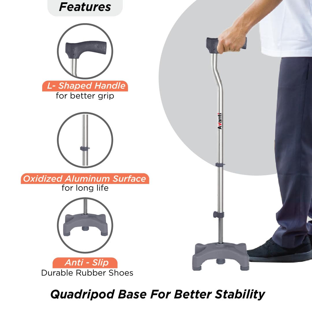 Vissco 0909 Avanti L Shape Quadripod Walking Stick