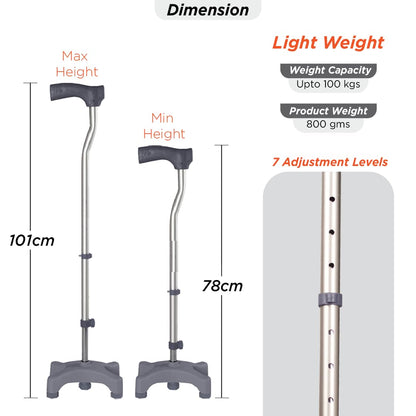 Vissco 0909 Avanti L Shape Quadripod Walking Stick