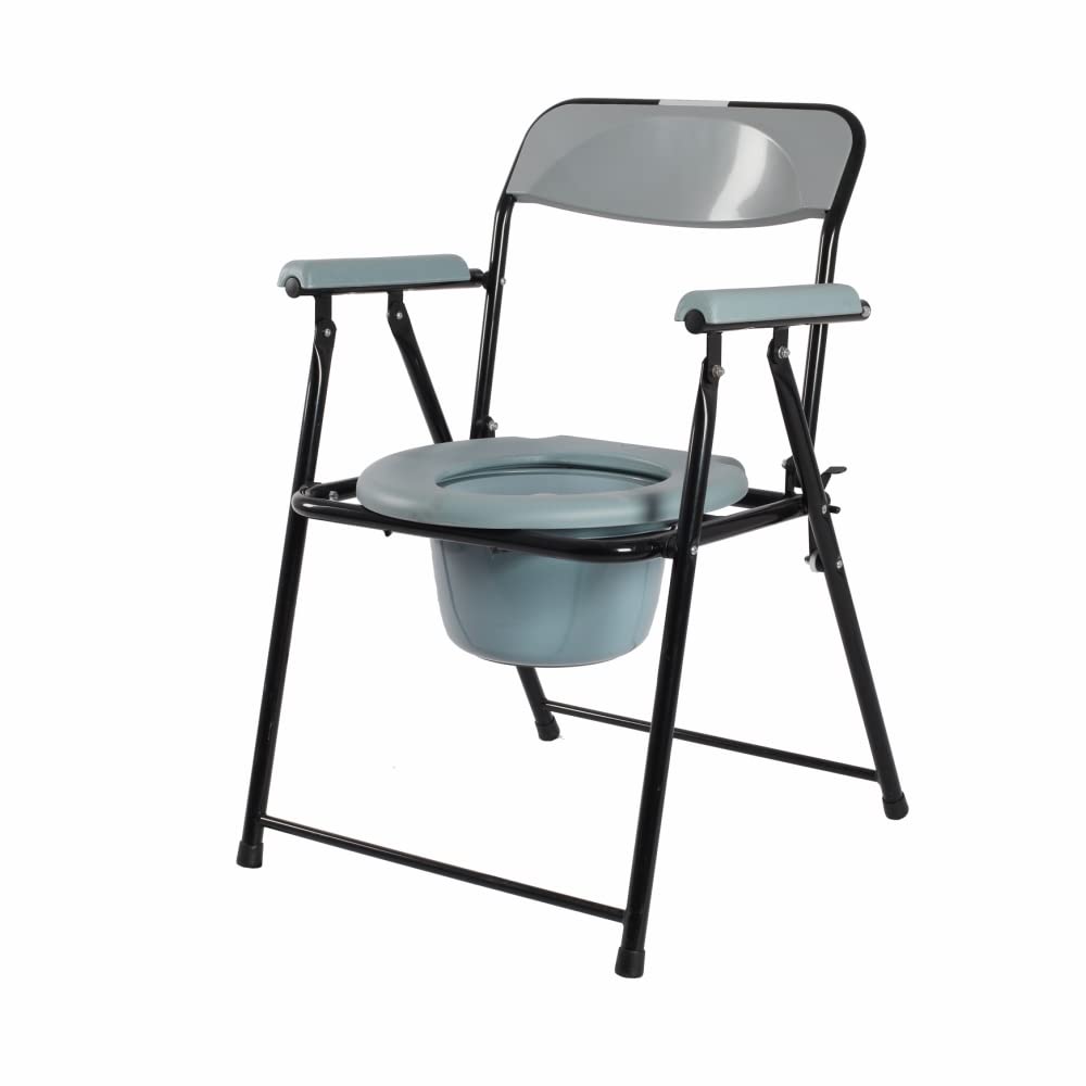 Vissco 0995 Comfort Steel Folding Commode Chair with Arm rest