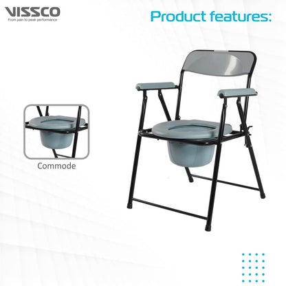 Vissco 0995 Comfort Steel Folding Commode Chair with Arm rest