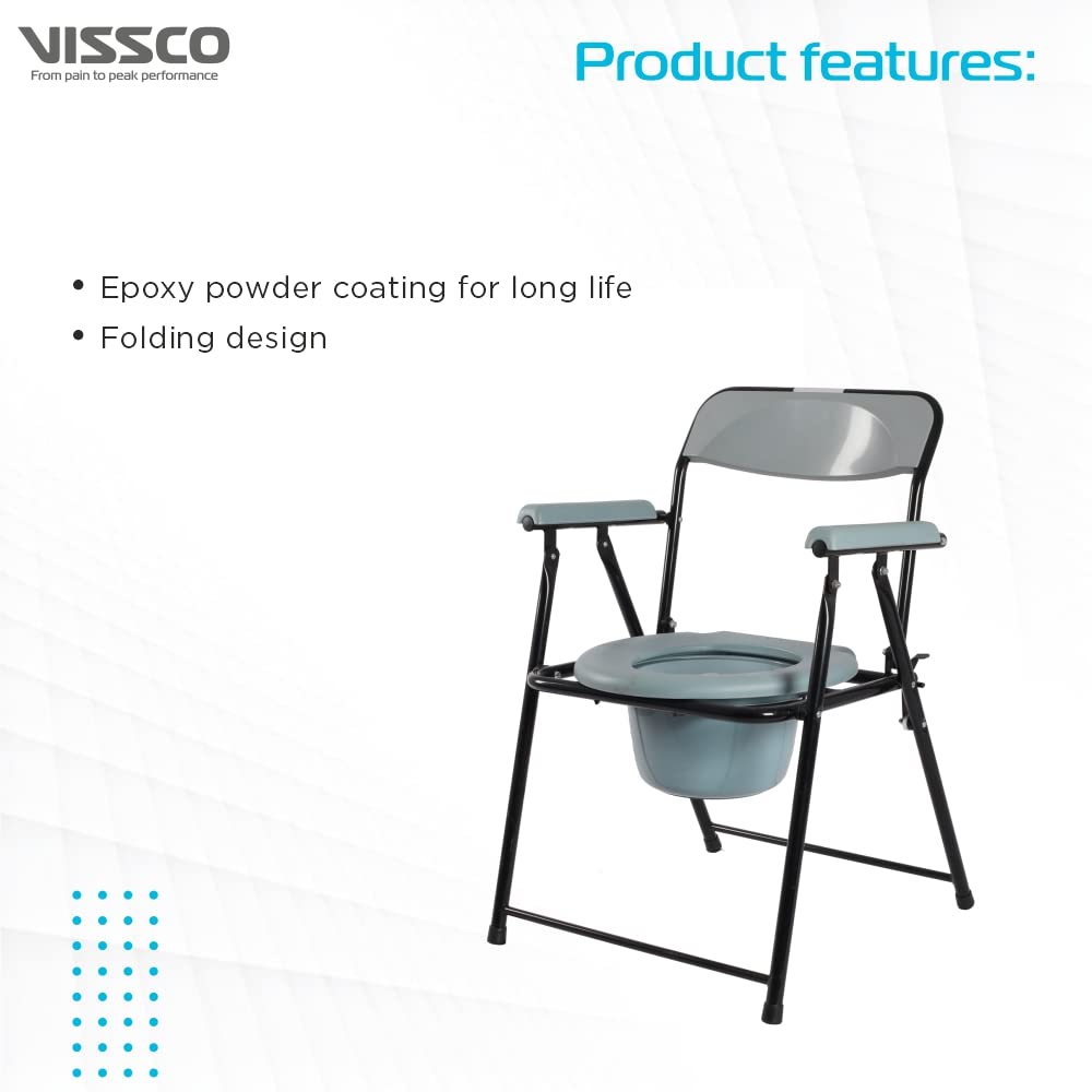 Vissco 0995 Comfort Steel Folding Commode Chair with Arm rest