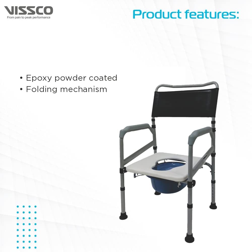 Vissco 0996A Comfort Steel Foldable Commode Chair Without Castors