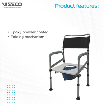 Vissco 0996A Comfort Steel Foldable Commode Chair Without Castors