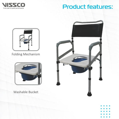 Vissco 0996A Comfort Steel Foldable Commode Chair Without Castors