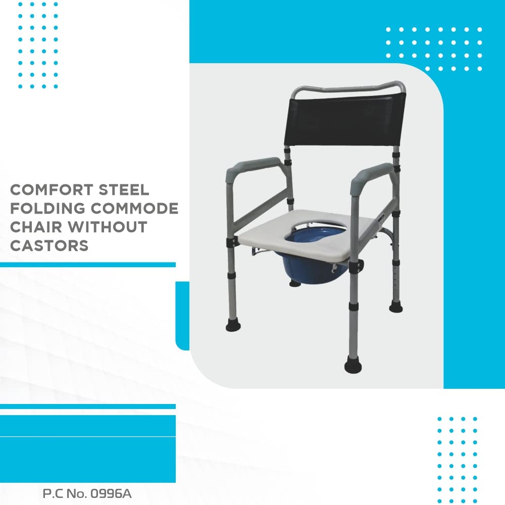 Vissco 0996A Comfort Steel Foldable Commode Chair Without Castors