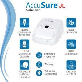 AccuSure JL Nebulizer Piston Compressor Nebulizer Machine Kit with Mouth Piece, Child and Adult