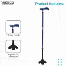 Vissco 2908 Avanti Plus T Shape Aluminum Stick with Big Shoe Universal