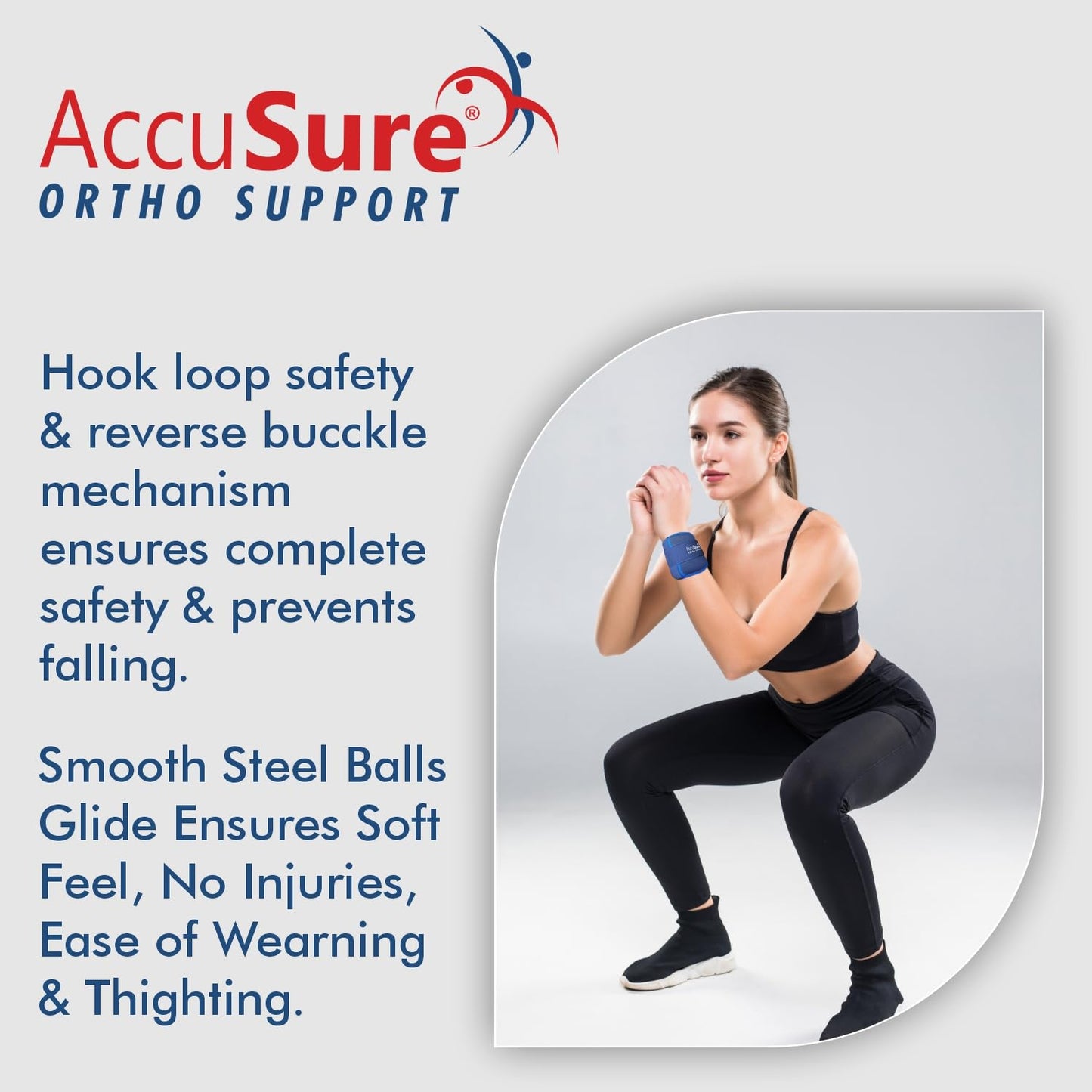 AccuSure 1 kg physiotherapy weight cuff for wrist and ankle exercises
