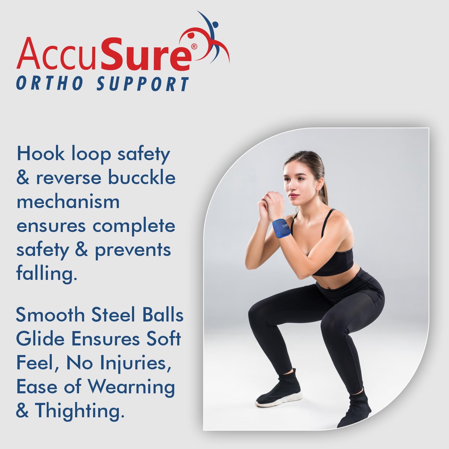 AccuSure 1 kg physiotherapy weight cuff for wrist and ankle exercises
