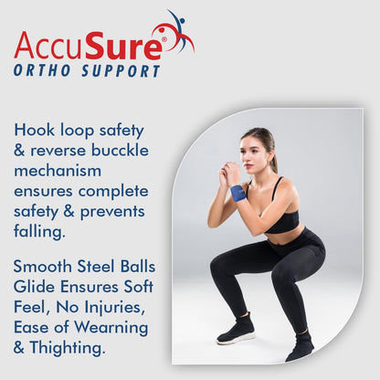 AccuSure 1 kg physiotherapy weight cuff for wrist and ankle exercises
