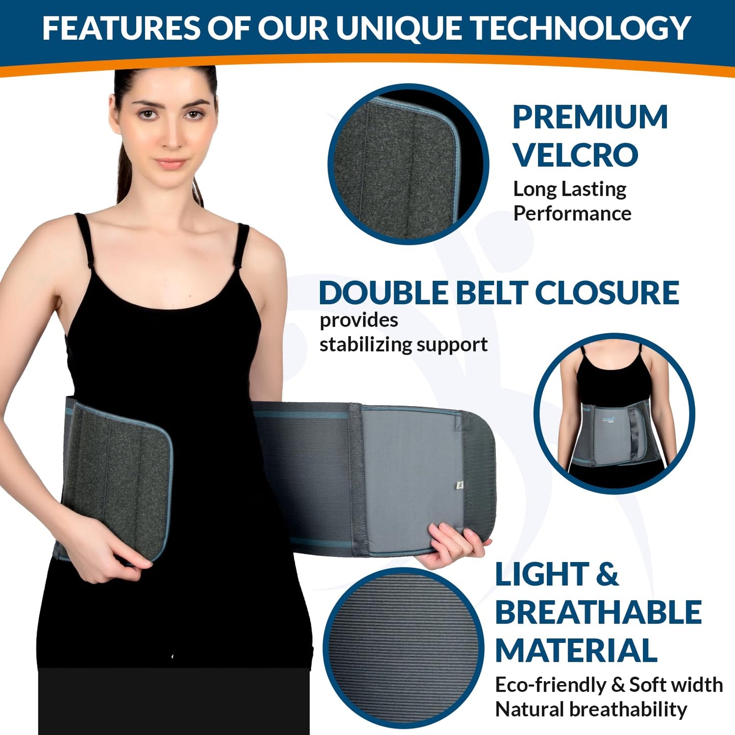 AccuSure B3 abdominal support belt size chart S M L XL XXL