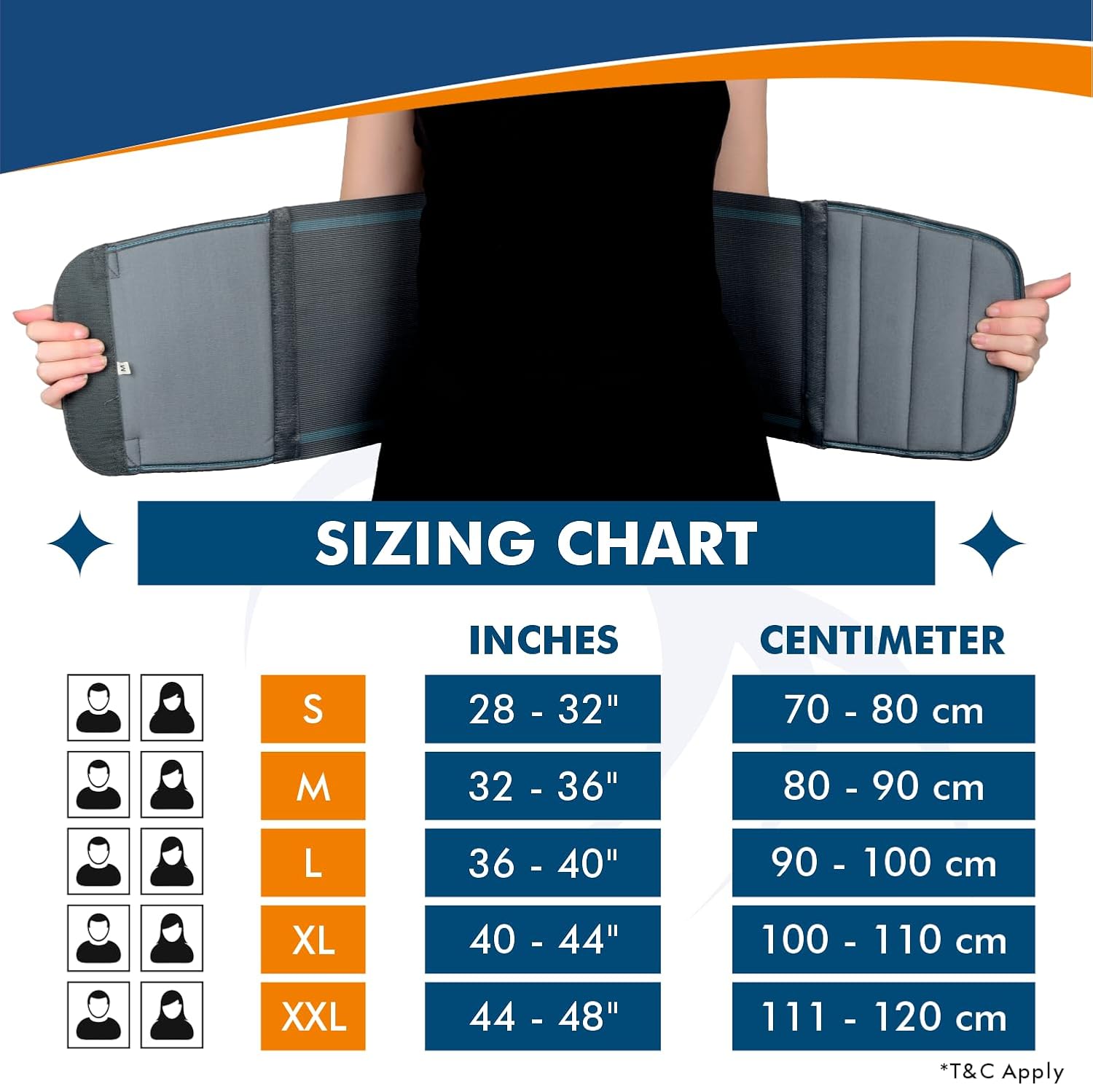 AccuSure B3 adjustable hook and loop abdominal support belt