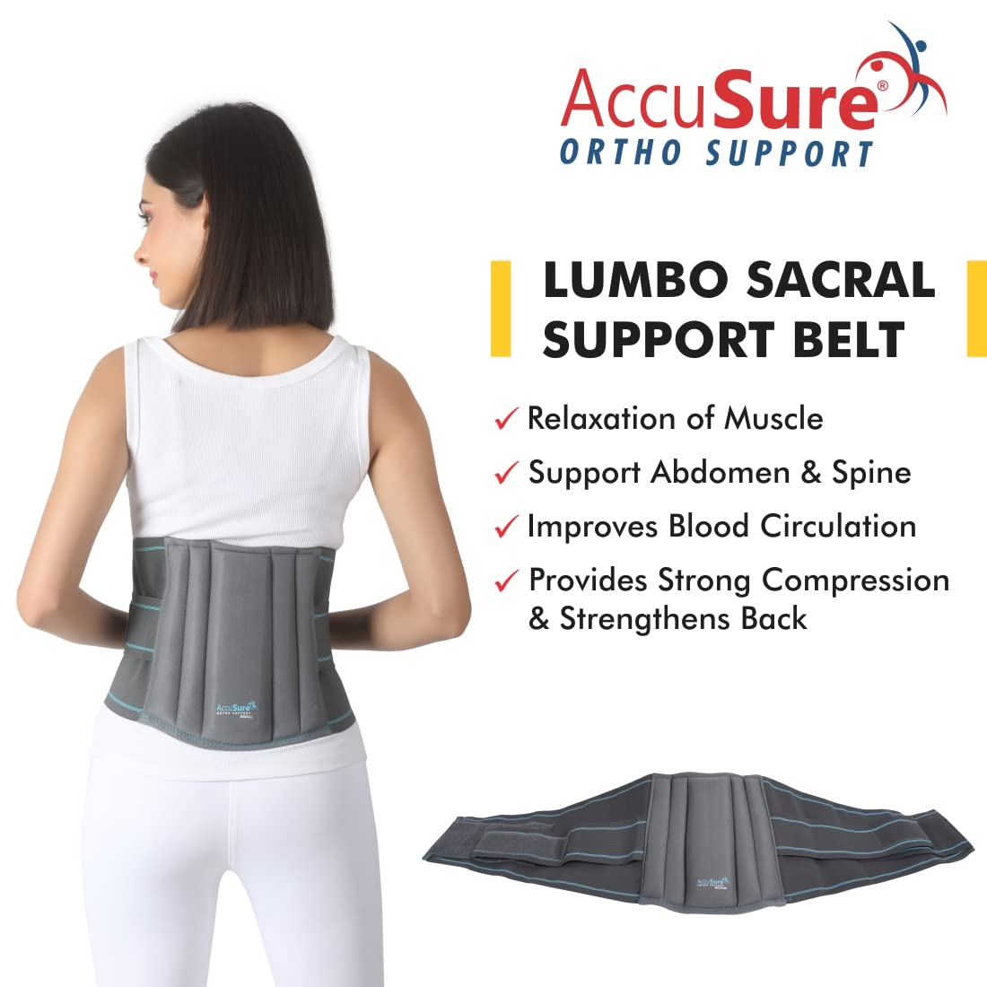 AccuSure B4 breathable elastic lower back support belt