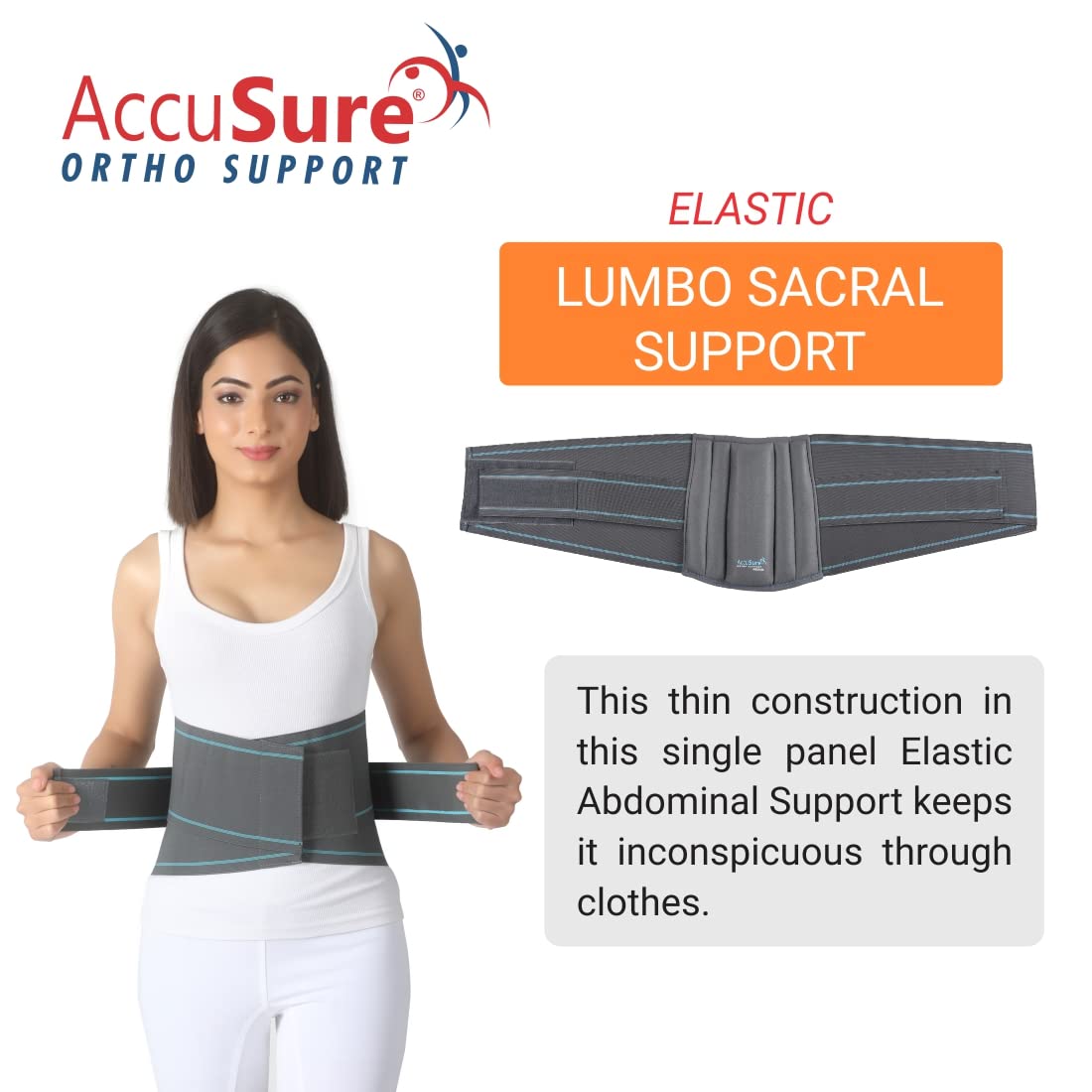 AccuSure B4 lumbar support belt with contoured back splints
