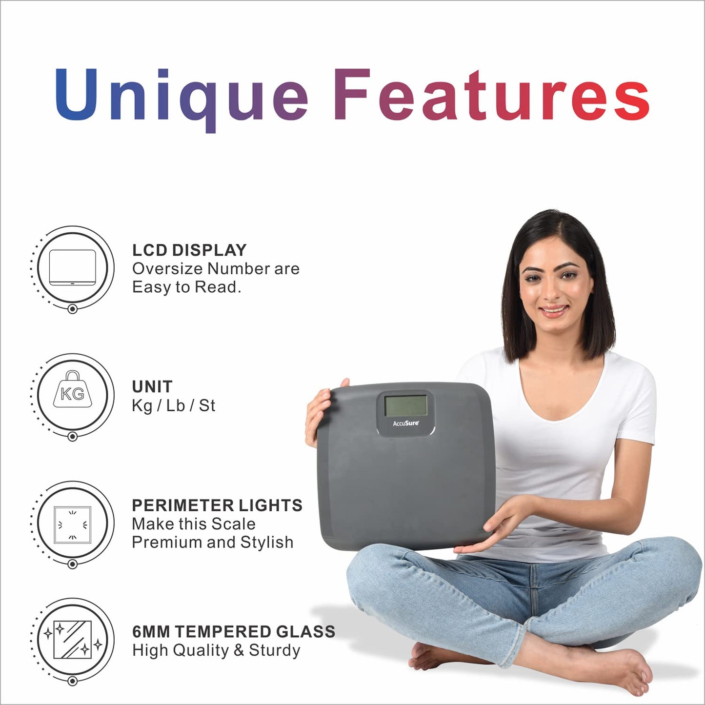 AccuSure EB7005 personal weighing scale for home
