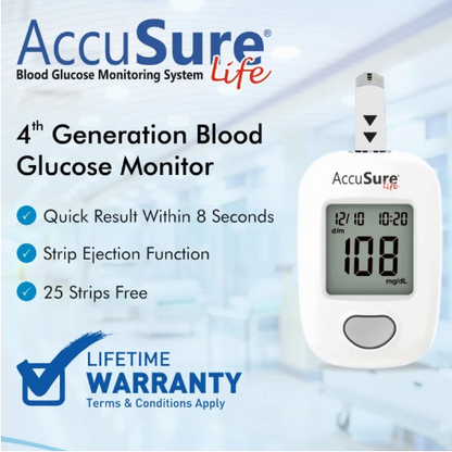 AccuSure Life Blood Glucose Meter for Home Blood Sugar Monitoring