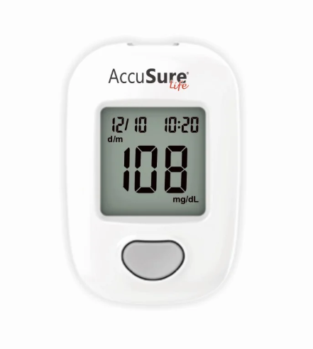 AccuSure Life Glucometer Display and Blood Glucose Testing Kit