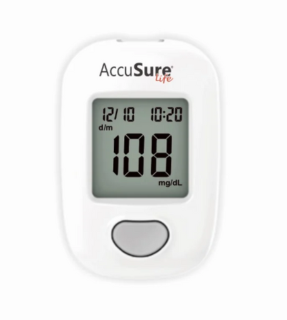 AccuSure Life Glucometer Display and Blood Glucose Testing Kit
