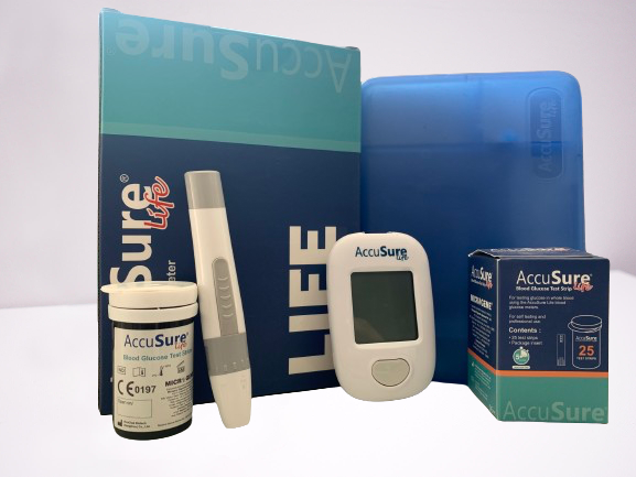 AccuSure Life Glucometer with 25 Blood Glucose Test Strips