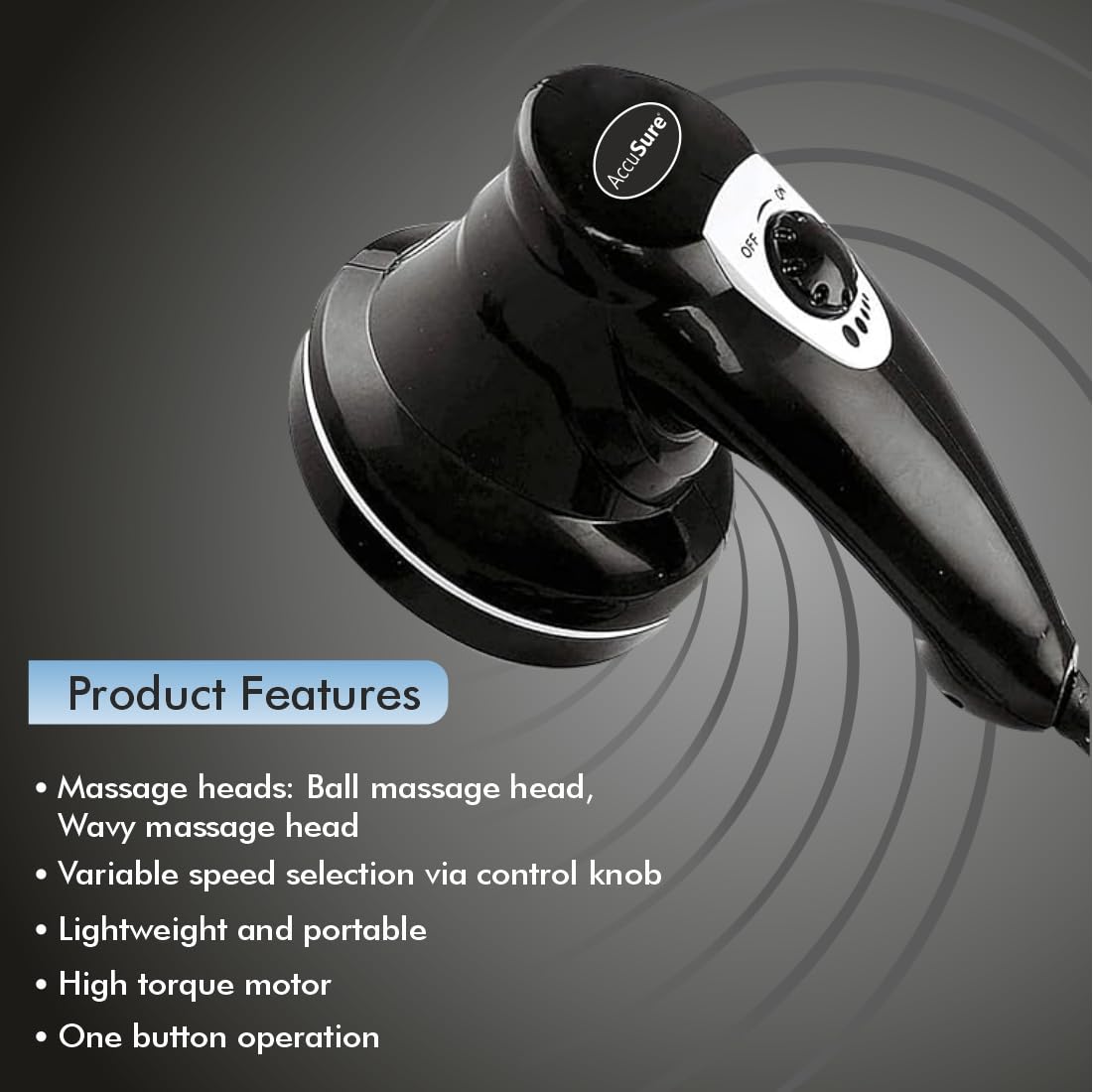 AccuSure MG01 full body massager with interchangeable massage head