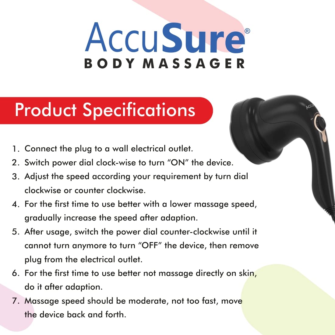 AccuSure PL-604 electric massager with ergonomic handheld design