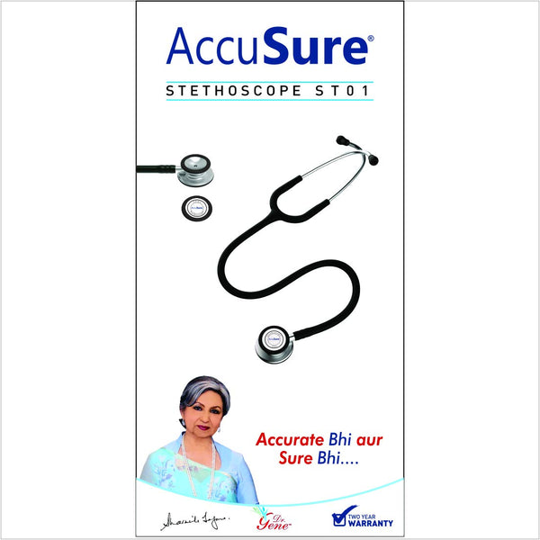 AccuSure ST01 medical stethoscope with aluminium chrome-plated chest piece