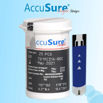 AccuSure Simple Blood Glucose 25 Test Strips
