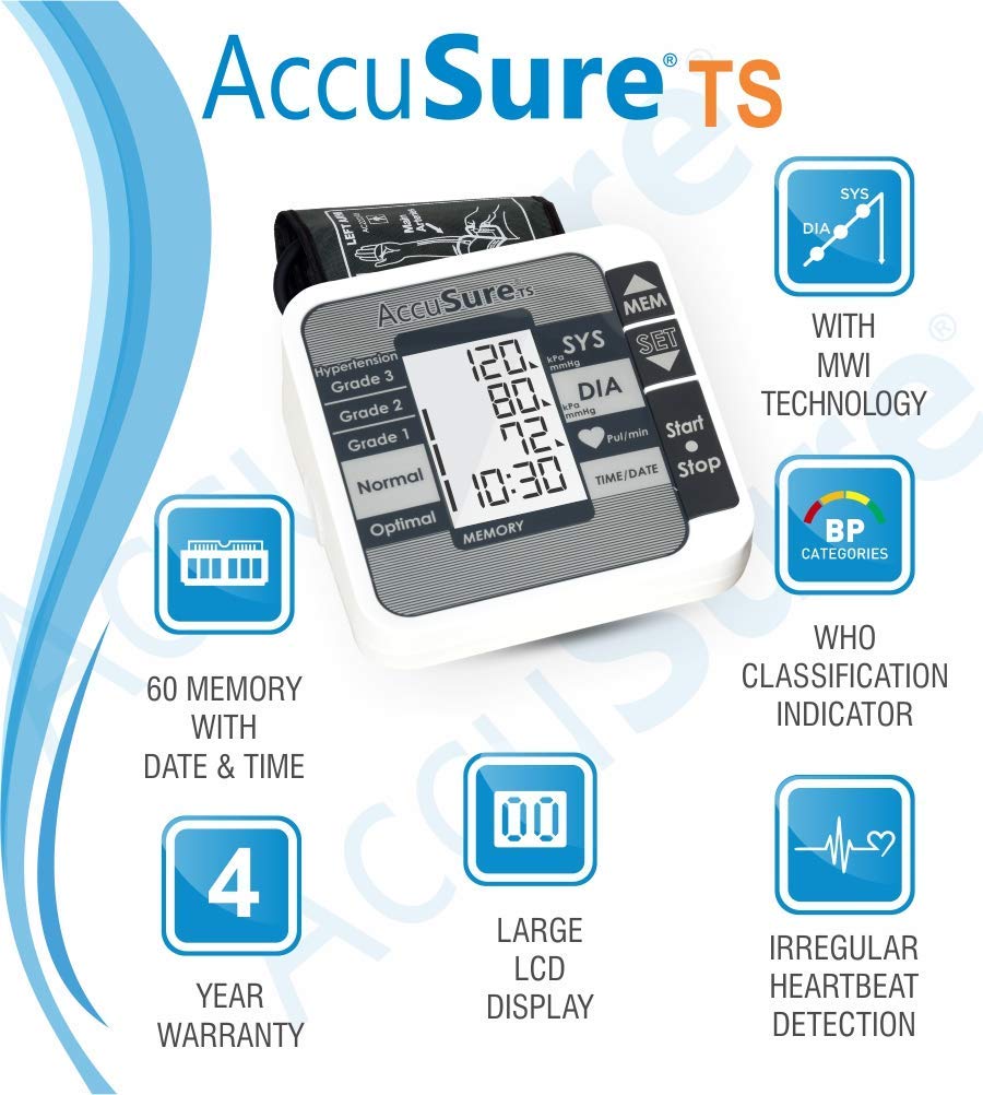 AccuSure TS upper arm blood pressure monitor for home monitoring