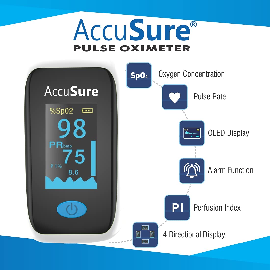 AccuSure YK011 fingertip SpO2 monitor

