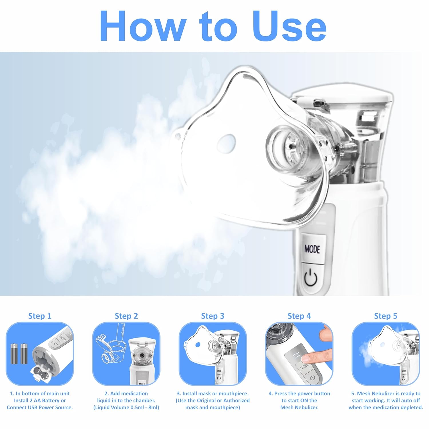 AccuSure quiet mesh nebulizer for adults and children