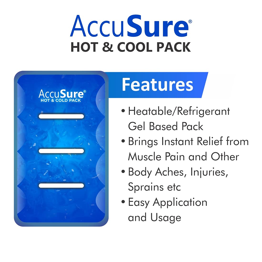 AccuSure reusable hot and cold gel pack for pain relief