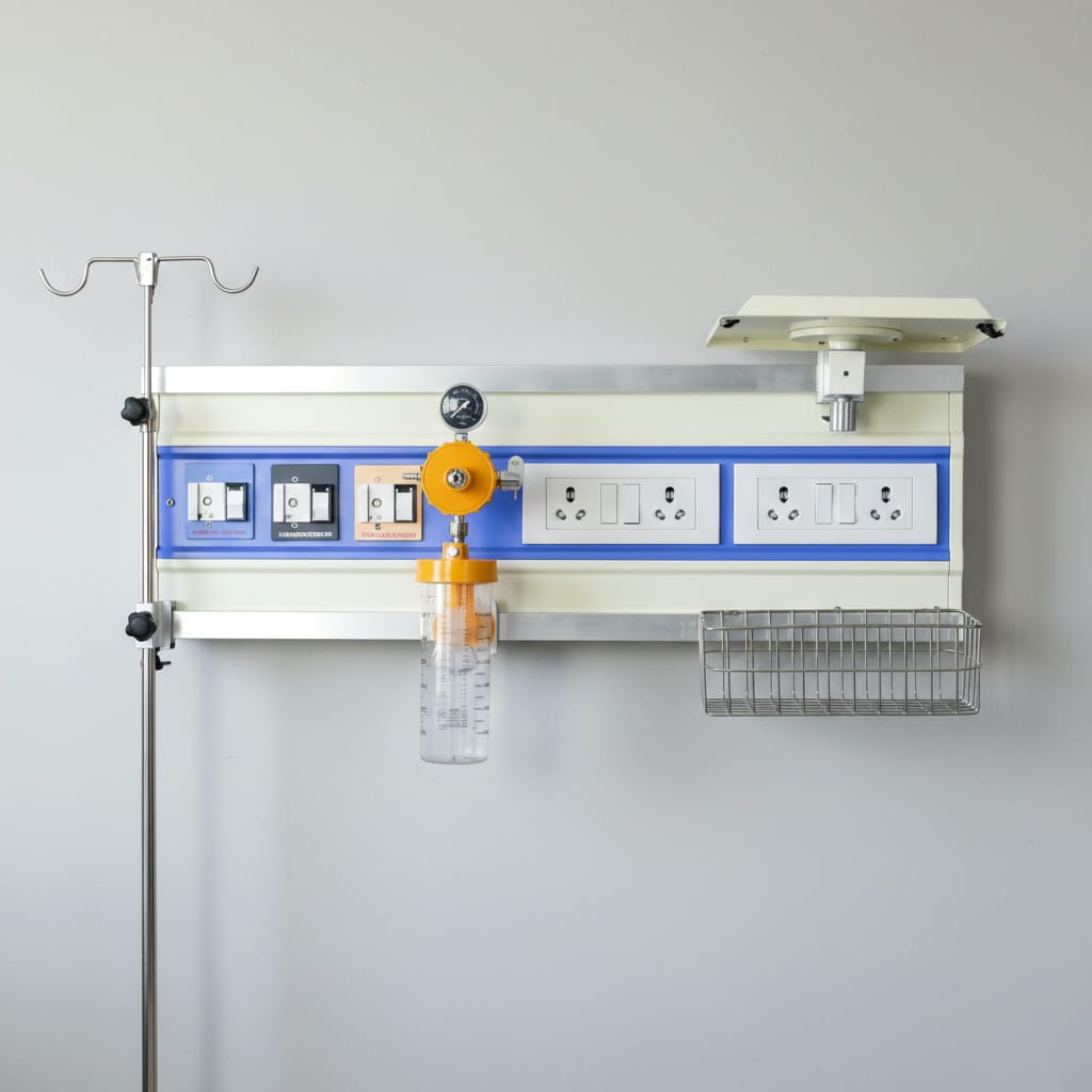 Advanced hospital bed head panel wall mounted bedside utility system