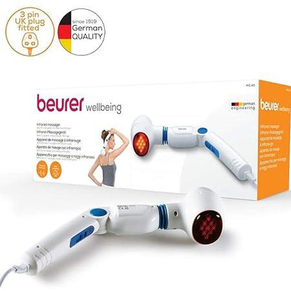 Beurer MG40 Infrared Massager with adjustable handle and massage attachments