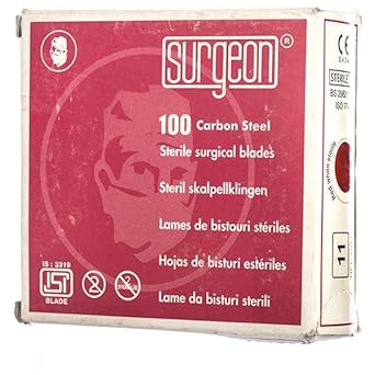 Disposable surgical blades pack of 100 high carbon steel medical blades