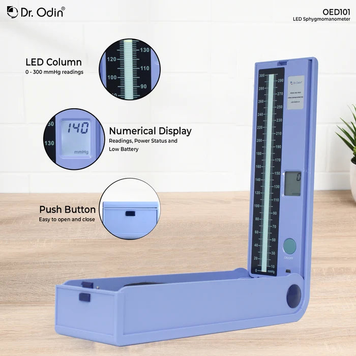 Dr Odin OED101 sphygmomanometer with 3 AA batteries