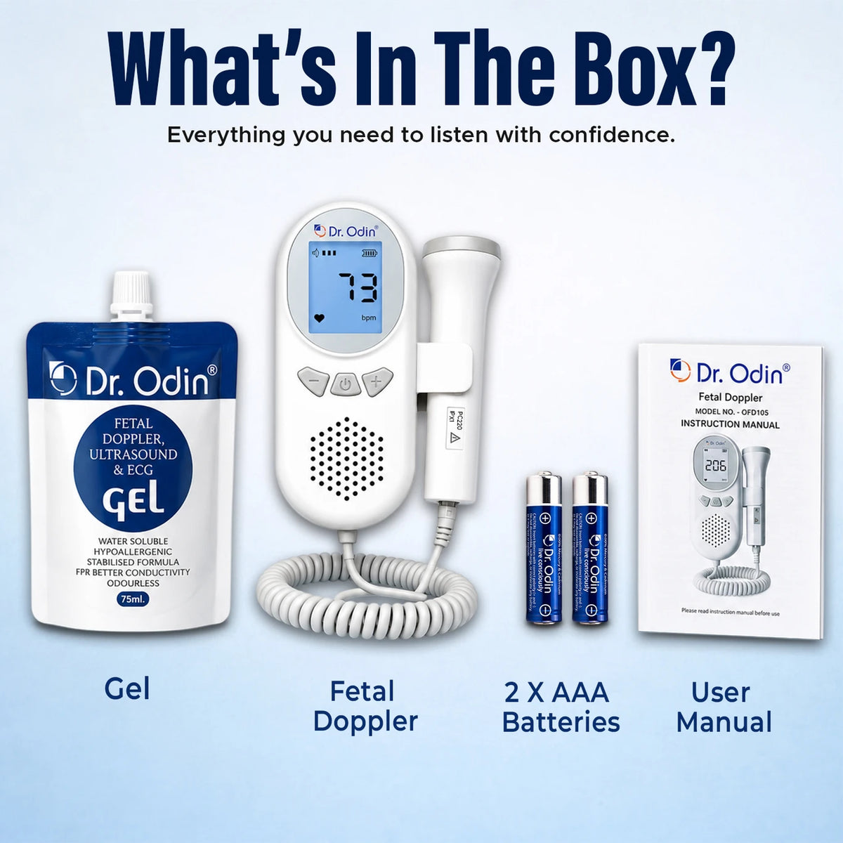 Dr Odin OFD105 pregnancy fetal heart rate monitor with LCD display