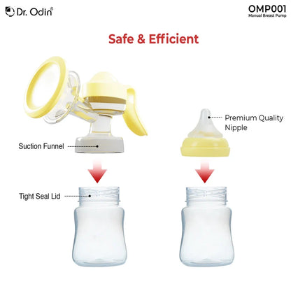 Dr Odin OMP001 manual breast pump with wide-neck feeding bottle