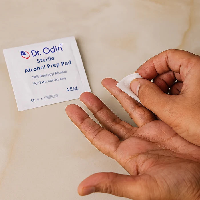 Dr Odin alcohol prep pads for skin preparation before injection