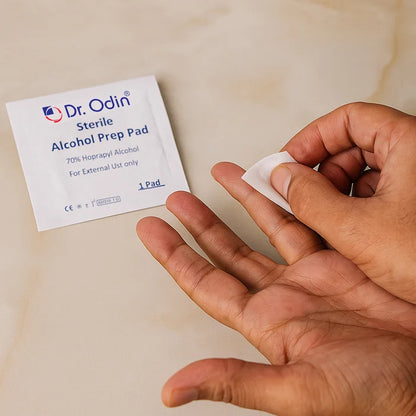 Dr Odin alcohol prep pads for skin preparation before injection