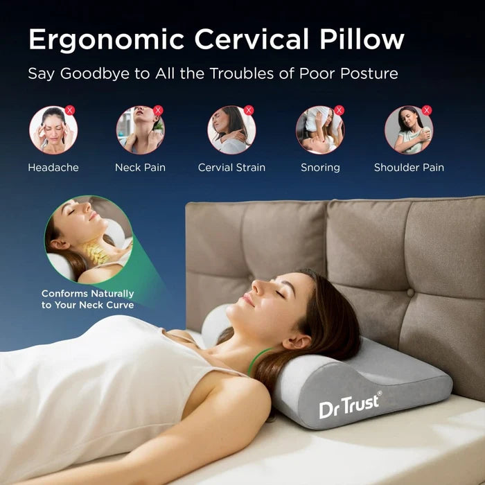 Dr Trust 392 contoured cervical pillow for back and side sleepers