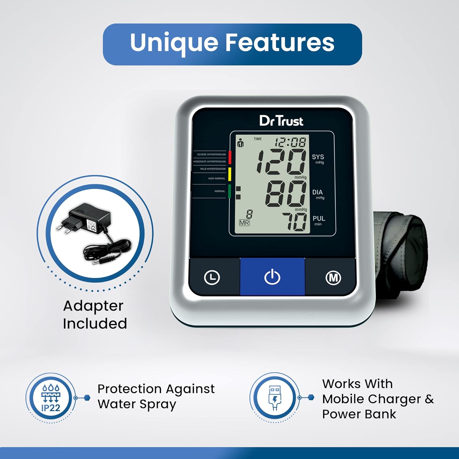 Dr Trust BP Monitor 122 digital blood pressure monitor with adapter

