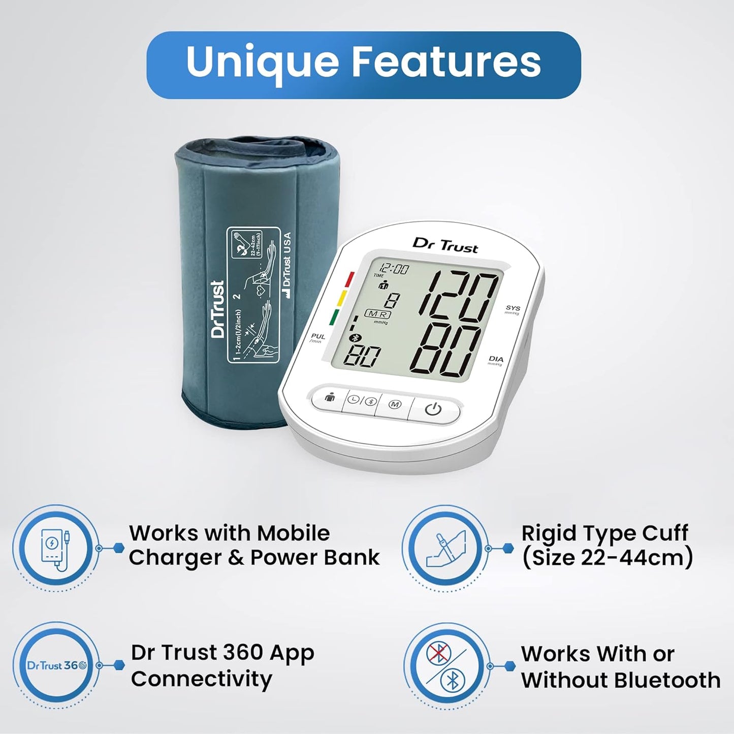 Dr Trust BP Monitor 124 blood pressure monitor features

